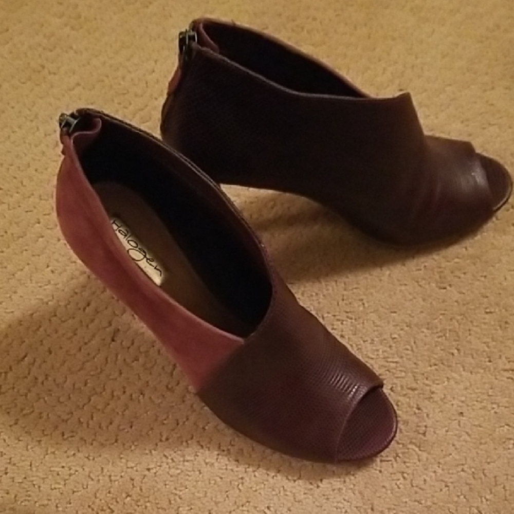 Halogen Burgundy Peep Toe Heels